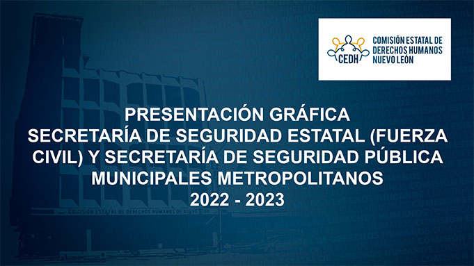 CEDHNL Presentación Gráfica Secretaría de Seguridad Estatal (Fuerza Civil) y Secretaría de Seguridad Pública Municipales Metropolitanos 2022-2023