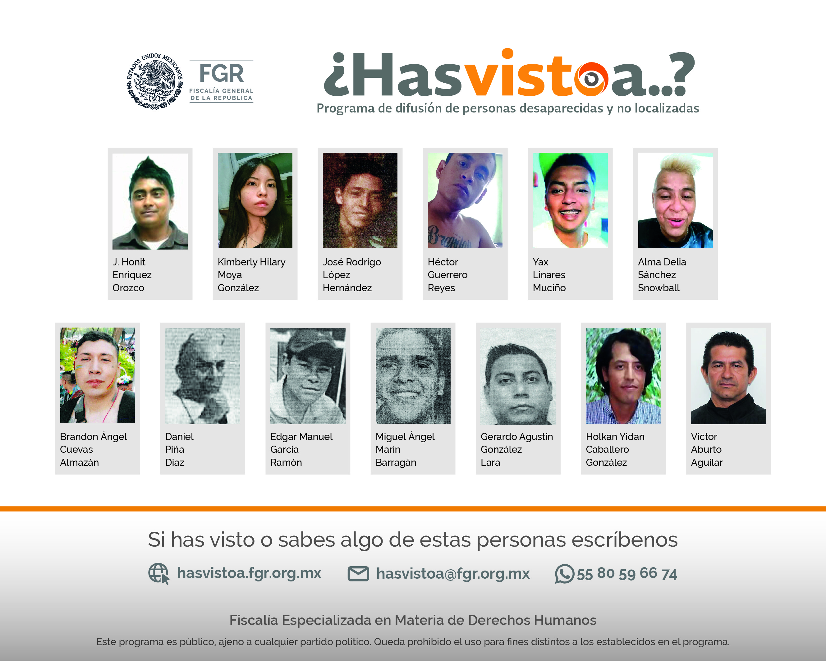 Personas desaparecidas y no localizadas del programa ¿Hasvistoa? de la FGR