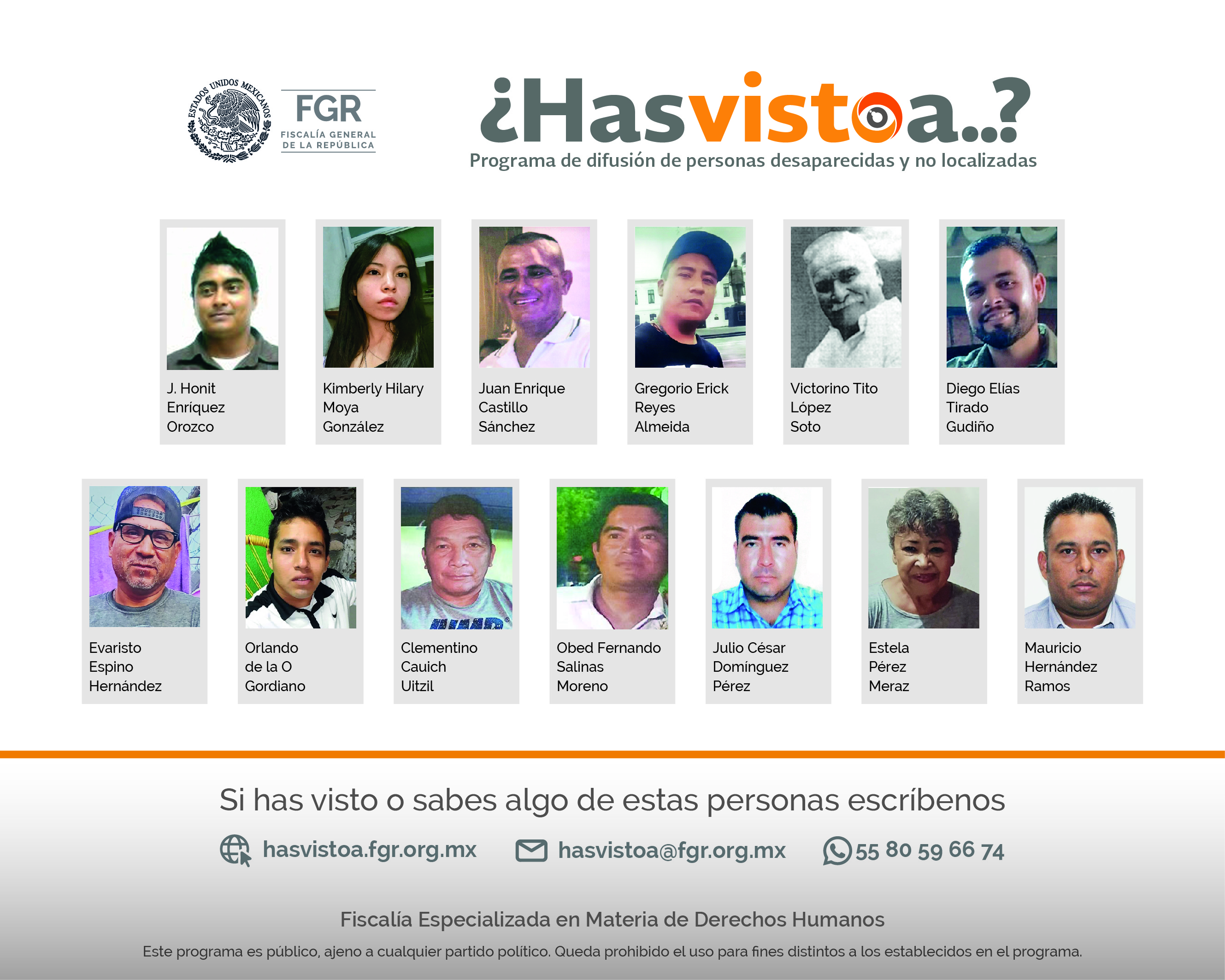 Personas desaparecidas y no localizadas del programa ¿Hasvistoa? de la FGR